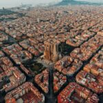 Barcelona, aerial view of city buildings during daytime