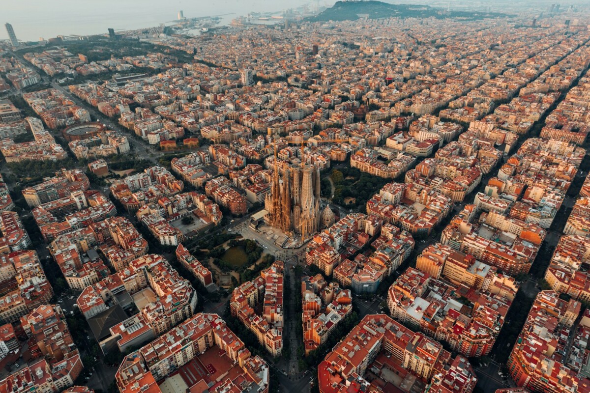Barcelona, aerial view of city buildings during daytime